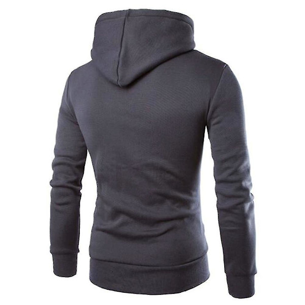 Dobbelbryst Høy Halshette Sportsgenser Pullover for Menn, Mørk Grå