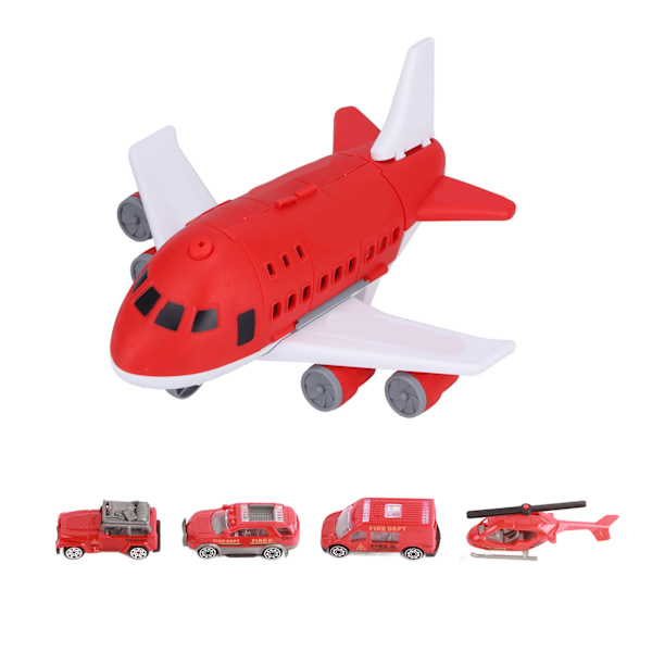 Flygplan Leksak Set DIY Montering Transportplan Lastmodell Leksak med Helikopter Billeksak Röd
