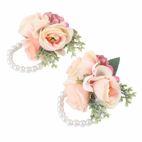 2 stk./pose Brudepige Håndledsblomst Kunstig Håndblomst til Bryllupsdag Cocktailparty Pink