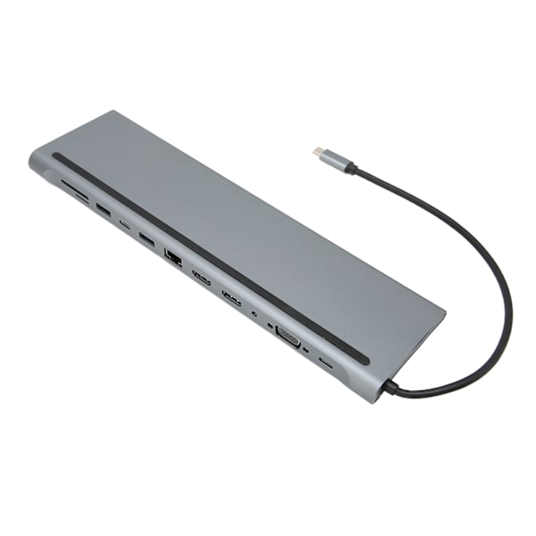 USB C Hub 12 i 1 Fullfunksjons dokkingstasjon for bærbar PC USB C til Ethernet Multiport Hub