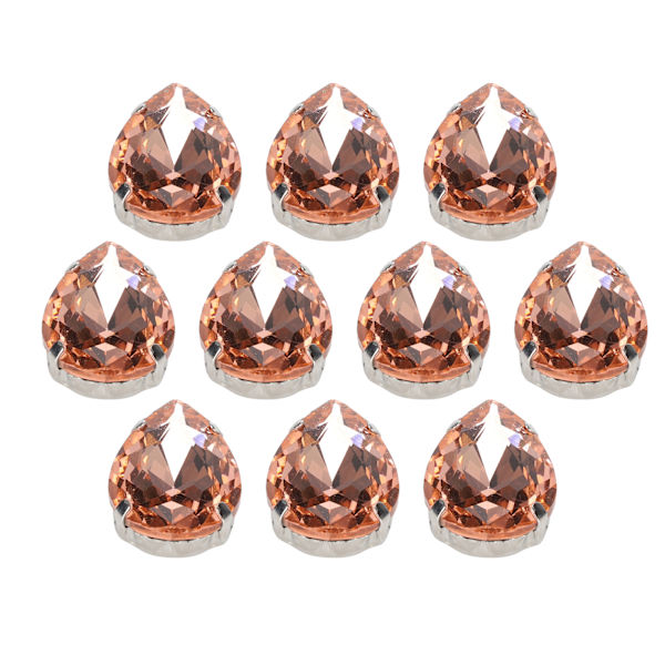 10 st sy på strass kristaller glänsande knappar dekoration för DIY hantverk kläder skor väskor (0,71 x 0,75 tum rosa droppformad)