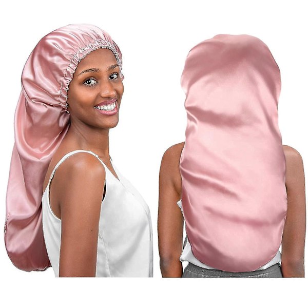 2 st Satinhättor för Kvinnor, Rosa Mjukt Elastiskt Band Lång Satin