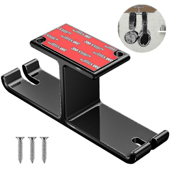 Aluminium klistret under skrivebord headset holder sort