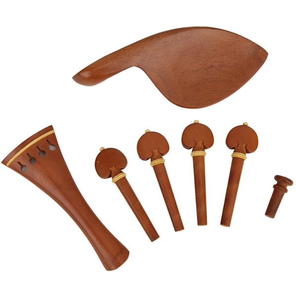 Jujube Wood Violin Tailpiece Turning Pegs Chin Rest Endpin Set for 4/4 ViolinJujube Wood