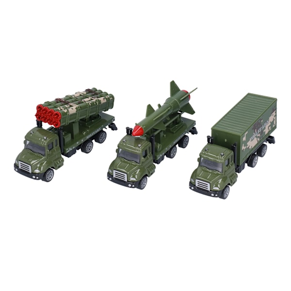 3 kappaletta 1:50 Diecast sotilasleluajoneuvoa Metallilejeeriminen Armeijan lelut Malli lapsille Pojille Taaperoille Vetää takaisin Sotilasautot
