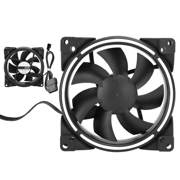 12V 24CFM LED Køleventilator 1500RPM Lydløs CPU-køler Computer Chassis Radiator Hvid
