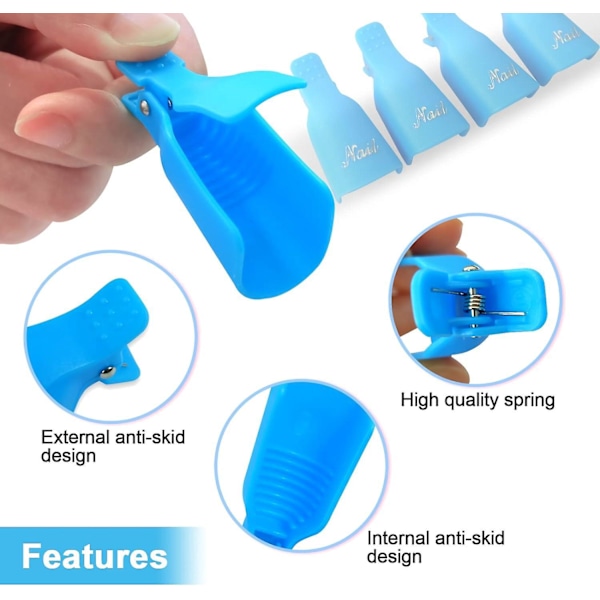 Neglehætte, Neglelakfjerner Clips, 10 stk. Semipermanent Neglelak Clip, UV Semipermanent Negle Clip Værktøjshætte, til Neglekunst Gel Negle, Tilfældig Farve