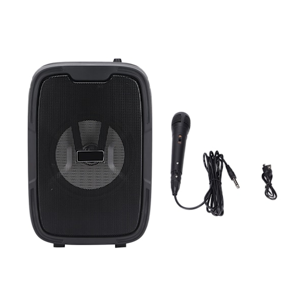 Bluetooth-høyttaler Super Bass Subwoofer Bærbar LED Trådløs Høyttaler med FM-radio for Utendørs Karaoke 5 Tommer Svart