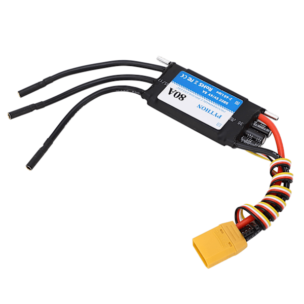 80A RC Båd ESC Vandtæt Sort Multi Beskyttelse RC Elektrisk Hastighedsregulator til Udskiftning