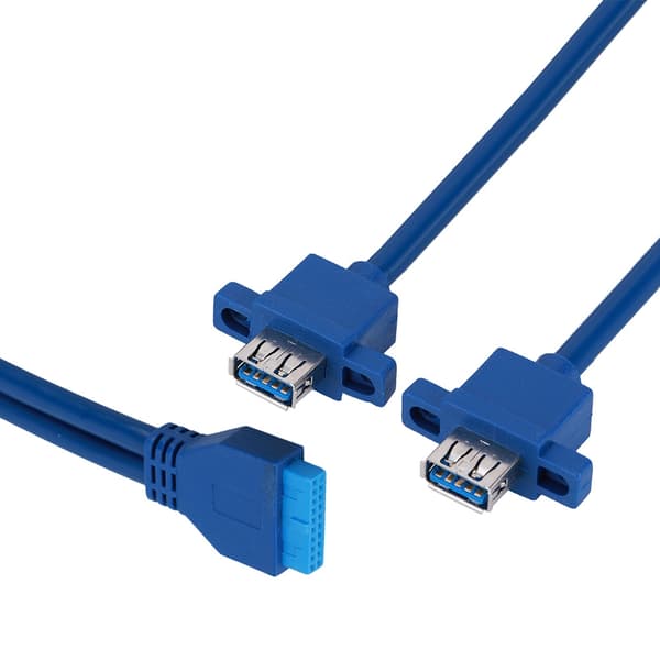 USB3.0 19PIN TIL 2AF Front Motherboard Panel Monteringskabel med Skruehul (0,3 m)