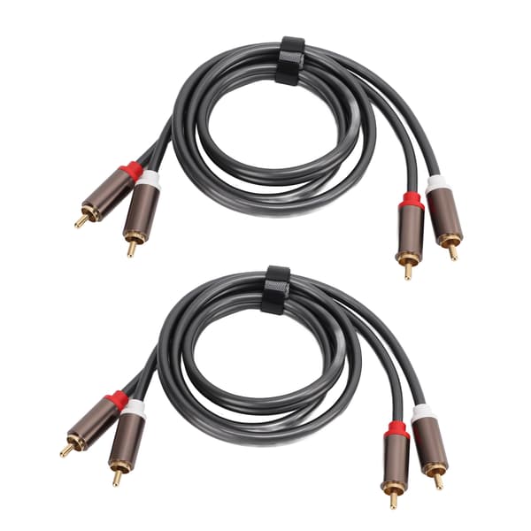 2 stk RCA-kabler, 2 til 2 AV 4-hodet effektforsterker lydkabel for subwoofere, 1 meter lang