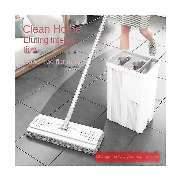 Lazy Floor Mop Plattmopp - Tvättmoppningsartefakt Mikrofiberdukmopp med Hink Hushållsmoppar