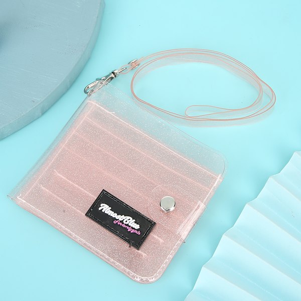 Bærbar Mini Transparent Mønter Pung Hængende Hals Taske PVC Kort Opbevaring Holder Orange