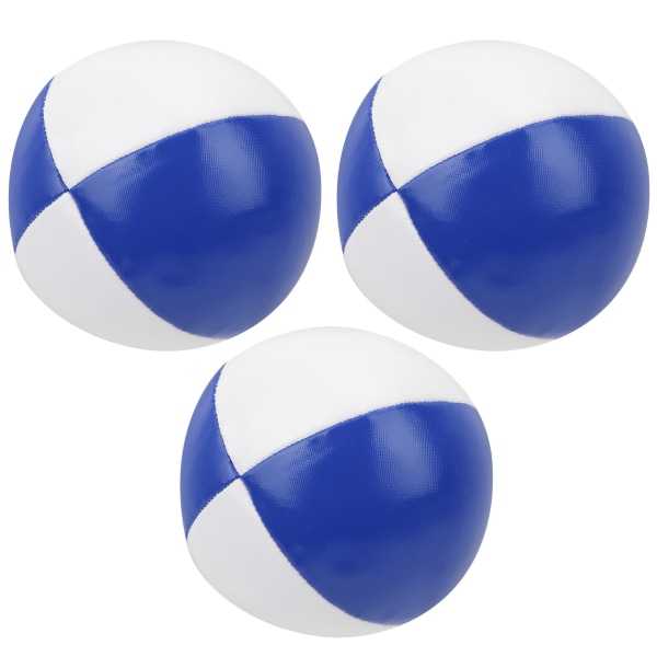 3 kpl PU-nahkaisia ​​jongleerauspalloja sisäkäyttöön vapaa-ajan kannettavat harjoituspallot, sininen valkoinen