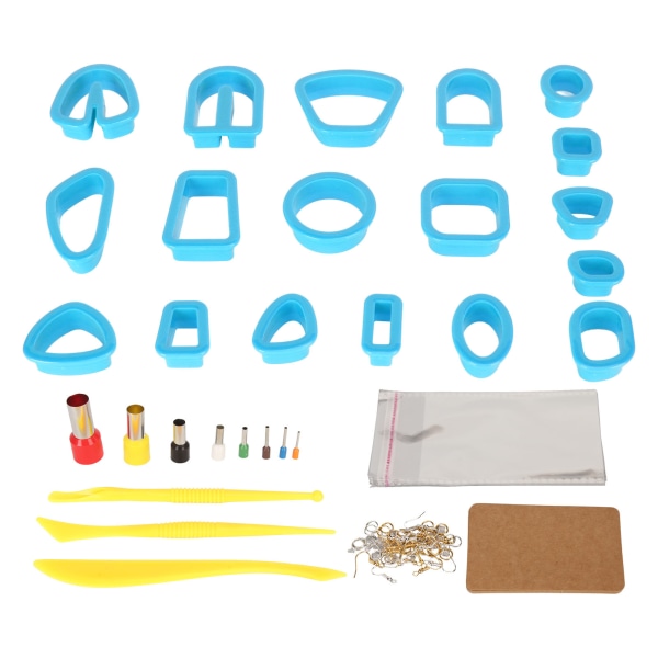 Polymer Clay Cutters Sæt Øreringe Kroge Kort Jump Rings DIY Clay øreringe Cutter Kit til smykkefremstilling blå