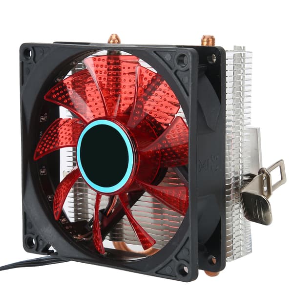 CPU-køler 3-bens stik PC-tilbehør med lys 2 messingrør til AMD 775 / 1155 / 1366 (rød)