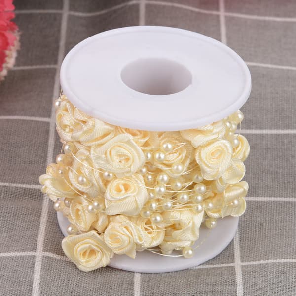 10 m/rull Rose Kunstig Perletråd Perler Garland String DIY Bryllupsdekorasjon (beige)