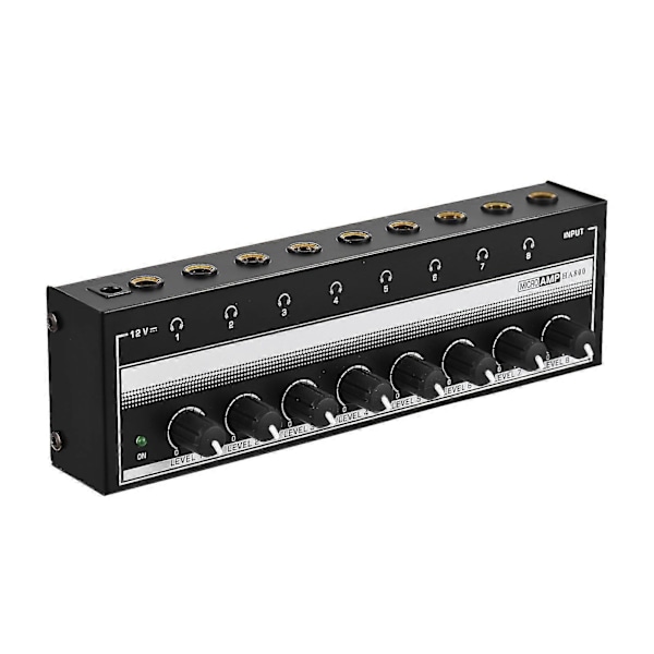 Ha800 Hovedtelefonforstærker Audio Amp. Ultrakompakt 8-kanals Mini Audio Stereo Mikrofonforstærker. Med Strømadapter UK-stik