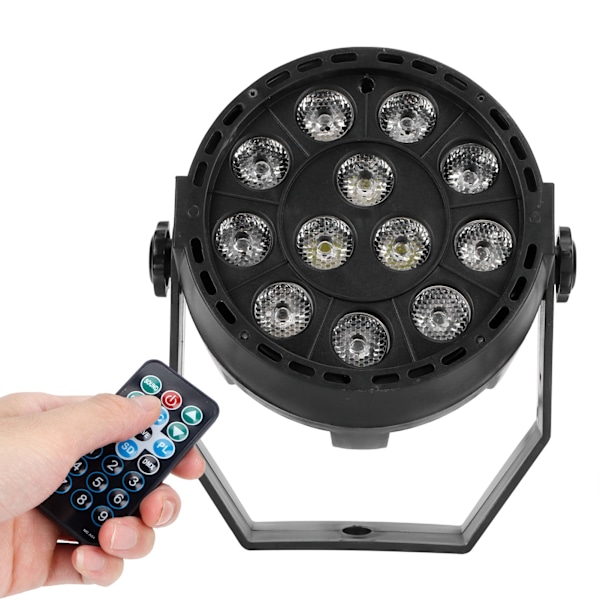 12 LED-brikker Spotlight RGB Lydkontroll Scenelys med Fjernkontroll for Fest KTV EU 90-240V