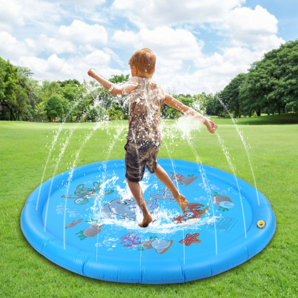 168cm pyöreä delfiinikuvioinen puhallettava vesisuihkualusta lapsille, sprinkleri puutarhaan ja rannalle