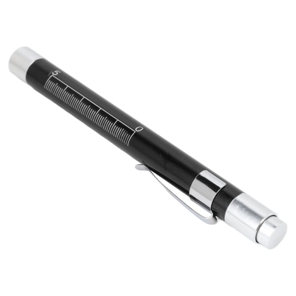 LED Penlight Gul Belysning Konkavt huvud Aluminiumlegering Medical Pen Light med Pupillmätare Svart