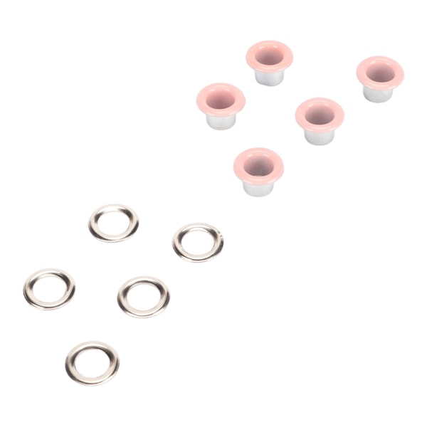 500 set Grommet Kit 6 mm Rund Robust Koppar Vibrerande färg Bred applikationsöglesats för läderkläder Tyg Rosa