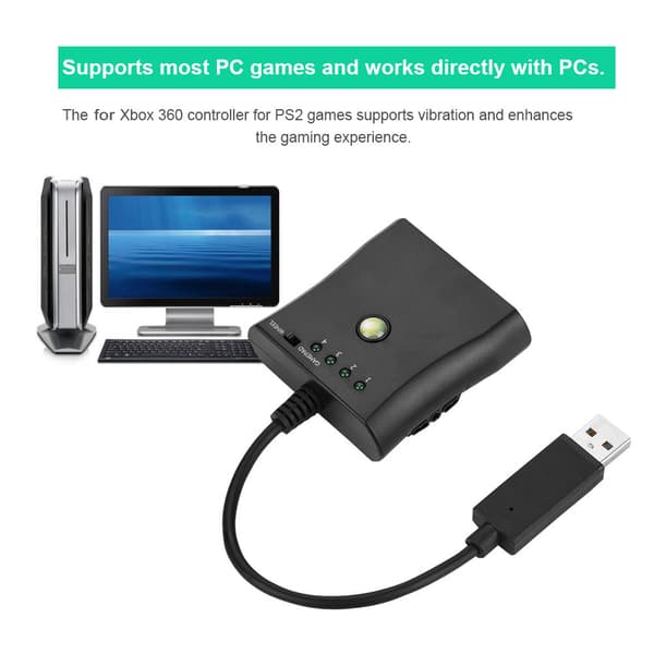 Universal adapterkabelkonverter for PS2-kontroller til Xbox 360-spillkontroller