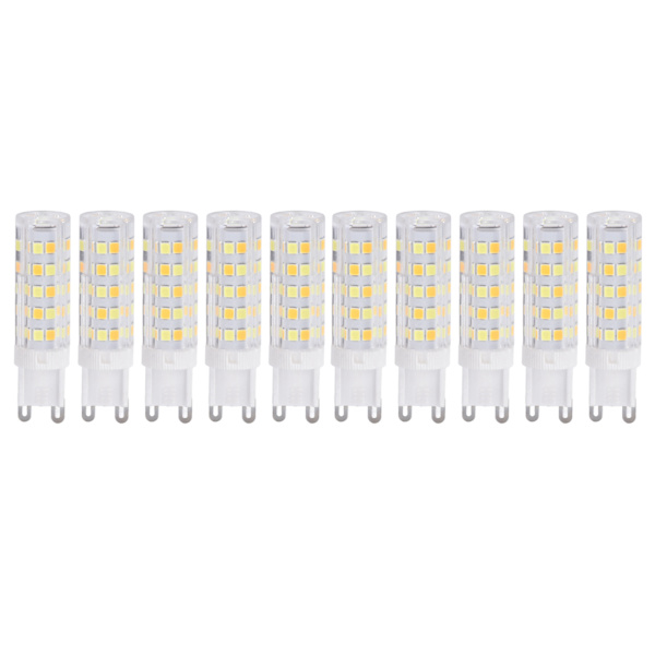 10 stk. G9 220V LED-pære, dæmpbar keramisk LED-pære, erstatter halogenpære til lysekrone G9 7W 64LED