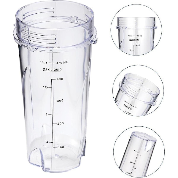 16oz Erstatningskopper kompatible med Ninja Qb3001ss Fit Compact Personal Blender, med låg - 2 pakke-B5