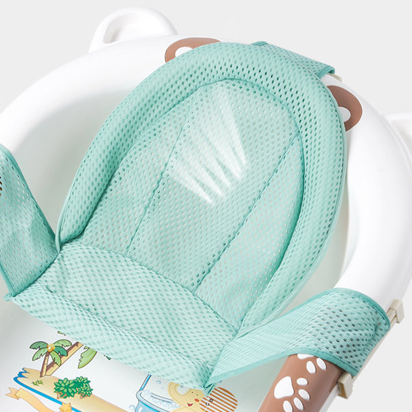 Baby bademåtte pude åndbar blød skridsikker T-formet design baby brusebad netmåtte spædbarns badekar pude grøn