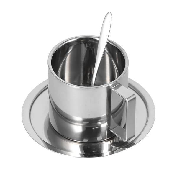 3 stk./sæt isoleret kaffekopsæt rustfrit stål dobbeltvæggede krus mælk te kop med underkop skesæt 280 ml