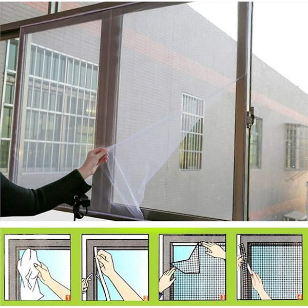 Vindue Myggenet, 3-delt Rullegardin Insektnet, Mesh Gardin til Standard Vindue, 150x200cm, Hvid