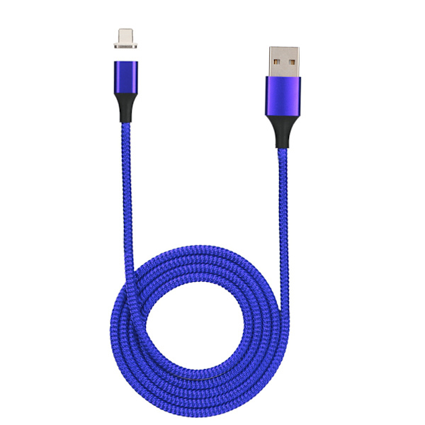 3A magnetisk mobiltelefonladdningskabel med LED-ljus telefondatalinje för iphone (blå)