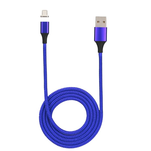 3A magnetisk mobiltelefonladekabel med LED-lys telefon datalinje for iphone (blå)