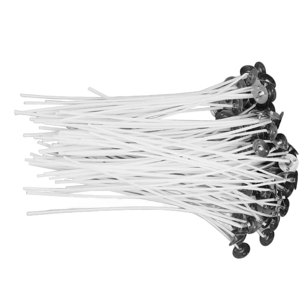 100 STK Bomullsveke 15 cm Vanlig Hvit Soyavoks med Base for Duftlys