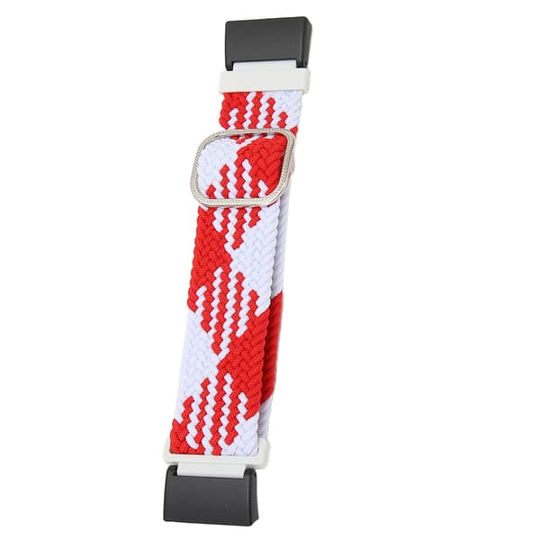Elastiskt klockarmband för Redmi Watch 2 Justerbart legeringsspänne Vävda nylon sportklockarmband Röd Vit