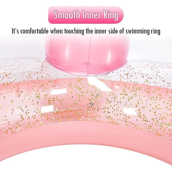 Jätteliknande rosa glitter flamingo uppblåsbar badring - rolig leksak för poolpartyn och strand