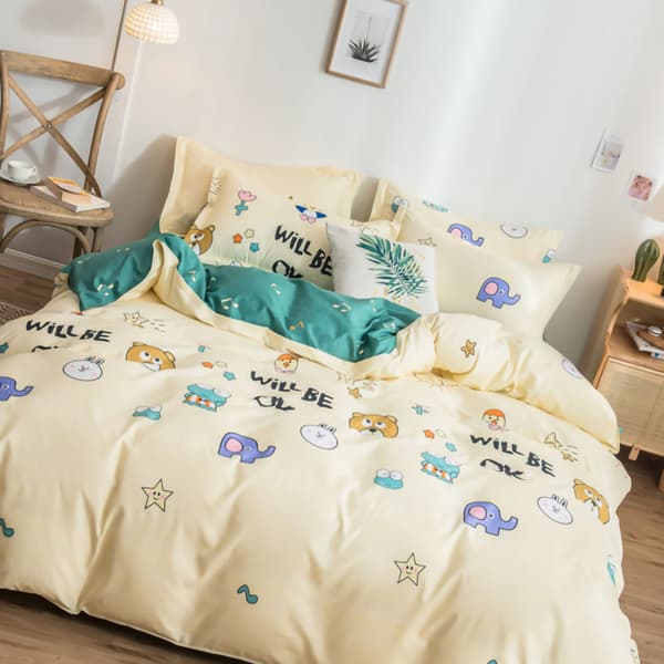 Hudvänligt påslakan förtjockad polyester mjukt borstat påslakan sängkläder för studentrum sovrum djur 180x220cm