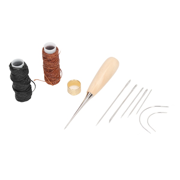 Läder sömnad verktyg kit DIY rostfritt stål bärbar läder sömnad kit med vaxad tråd för tyg presenning