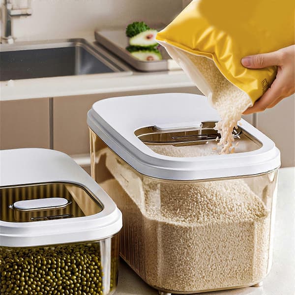 Kitchen Organizer with Sliding Lid Large Capacity Easy Clean Design Container for Cereal and Pet Food Storage L L