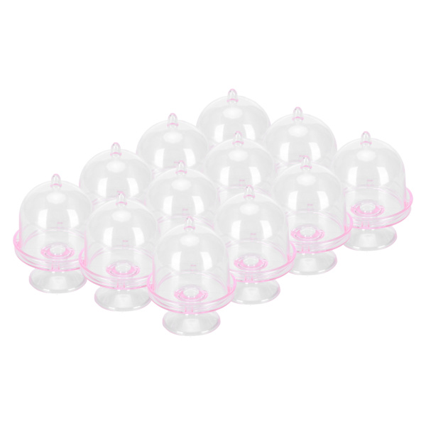 12 set Mini Candy Box kakkuteline Cupcake Candy esittelylautanen kannella Juhlatarvikkeita Vaaleanpunainen