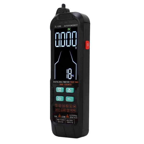 Digital multimeter, bärbar, stor bakgrundsbelyst skärm, 1000 mAh, strömspänningsmätare 0-1000 V