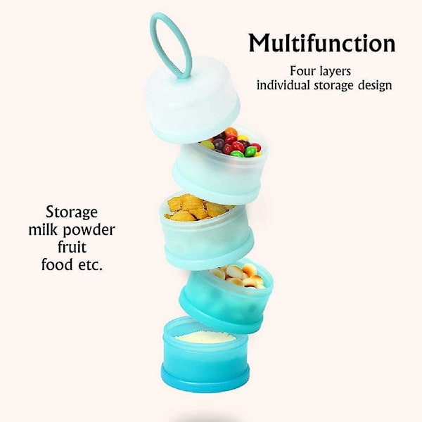 Bærbar stabelbar formel dispenser, 4-lags frokostblanding/mat/frukt/snacks beholder - 480ml