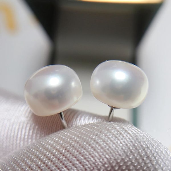 Helmiset korvakorut - Hypoallergeeniset, pyöreät helmet, 8-9 mm koot, valkoiset helmet (1 pari)