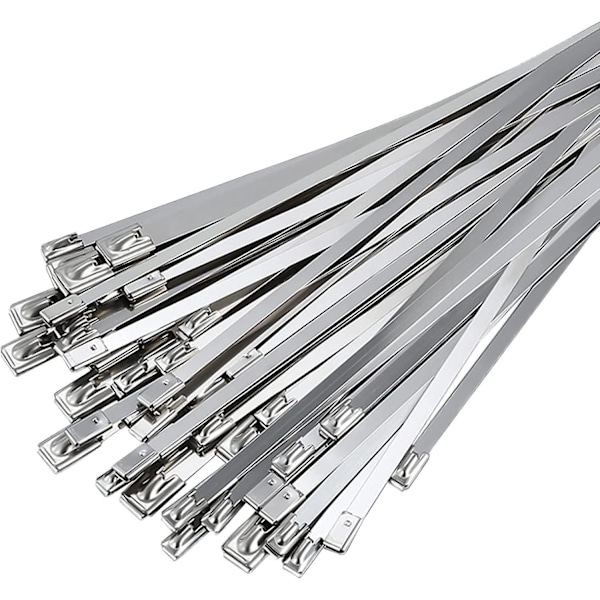 100 Stk. Buntebånd i rustfritt stål, 300mm×4.6mm Buntebånd i rustfritt stål, Buntebånd i rustfritt stål for eksosvikling, buntede kabler, vedlikehold