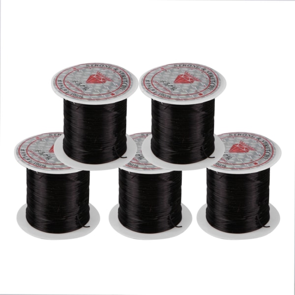 5 ruller Crystal Line Perler String Wire Smykkemateriale Elastisk tråd for smykker DIY (svart)