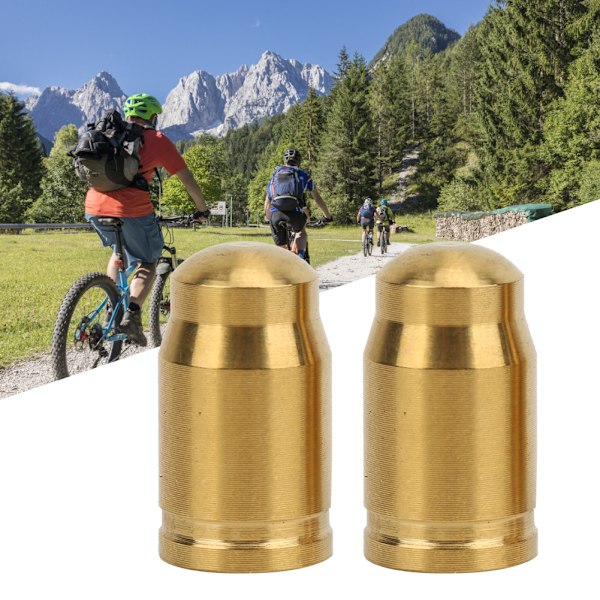 2 st Titanium Legering Cap för Cykel Cykel Däck Cover Vägcyklar Tillbehör Amerika ventil guld