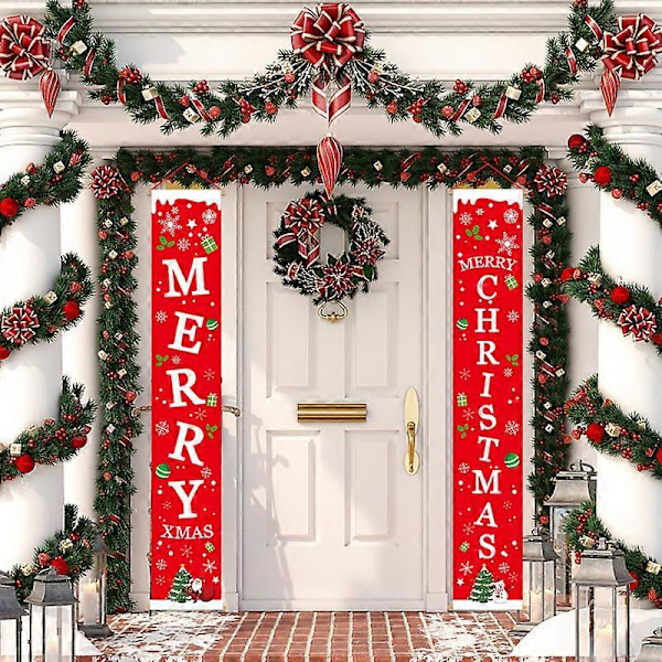 Julbannerdekoration God Jul Verandaskylt Banner Dörr Röd Juldekor Hängande Banners Banner Jul Verandaskylt God Jul Ban