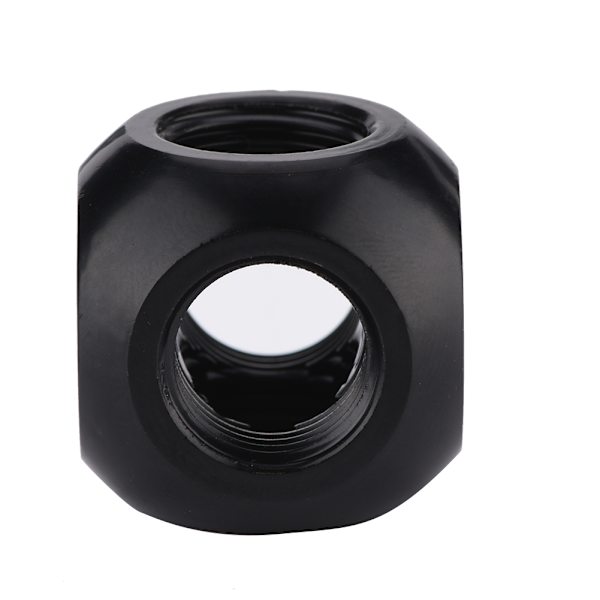 G1/4" metal sfærisk rør 4-vejs Fitting Connector til PC Vandkøling Sort
