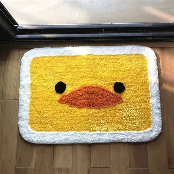 Dörrmatta inomhus Vattenabsorption Inomhus Golvfilt för Hem Badrum Toalett Söt Mönster Gul Anka 40x60cm / 15.7x23.6in